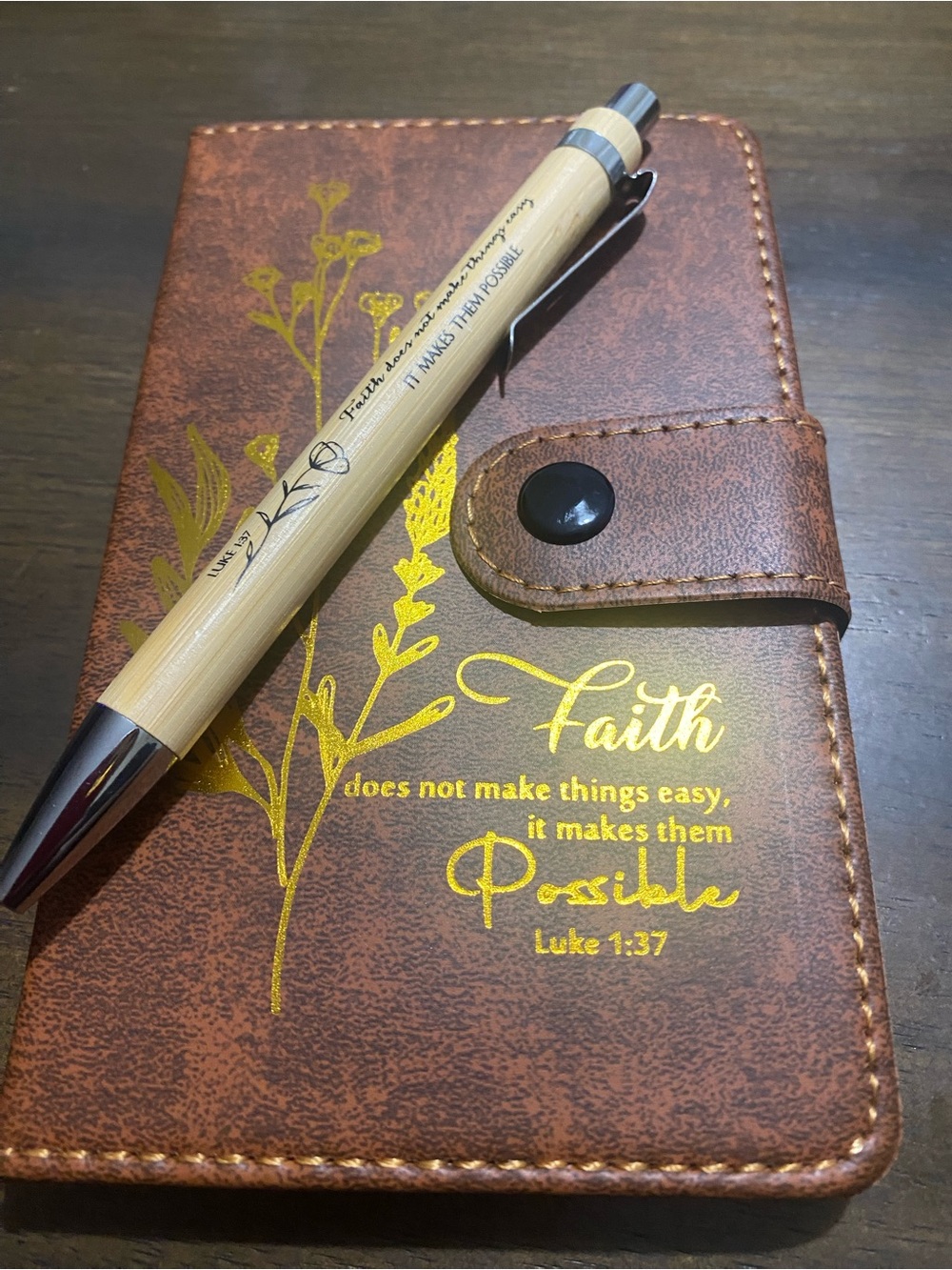 Mini Faux/Vegan Leather Religious Journal with Matching Pen - CHOOSE ONE - Picture 10 of 13